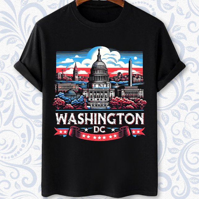 Washington DC Skyline landmarks art T-Shirt (Creator Uploaded)