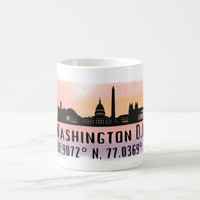 Washington DC Skyline Latitude and Longitude  Coffee Mug (Center)