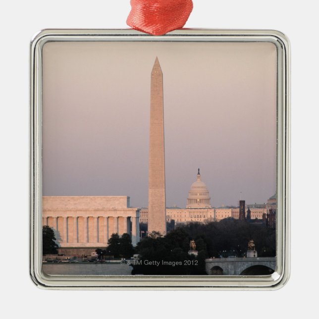 Washington, DC Skyline Metal Tree Decoration (Front)