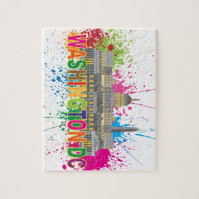 Washington DC Skyline Paint Splatter Illustration Jigsaw Puzzle (Vertical)