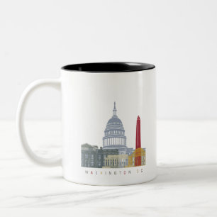 Washington DC skyline poster Two-Tone Coffee Mug