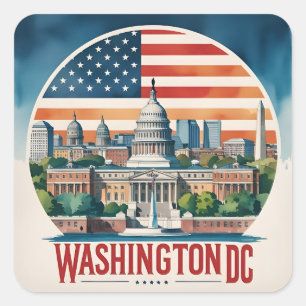 Washington DC Skyline Square Sticker