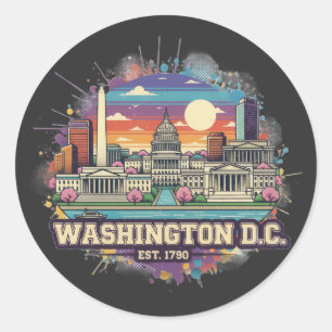 Washington DC Skyline   USA Capital City Pride Classic Round Sticker