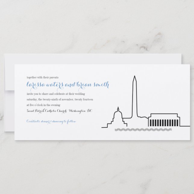 Washington DC Skyline Wedding Invitation (Front)