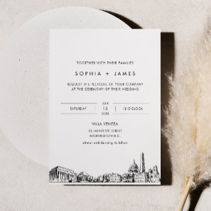Washington DC Skyline Wedding Photo Invitation