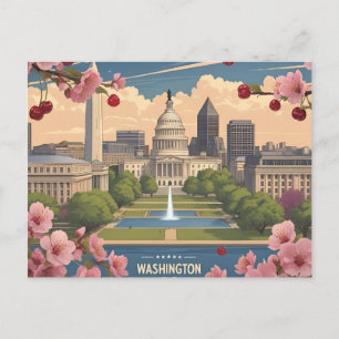 Washington DC spring Skyline_cherry blossom Postcard