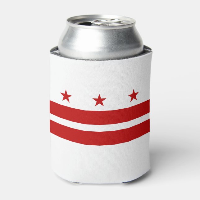 Washington DC State Flag Can Cooler (Can Front)