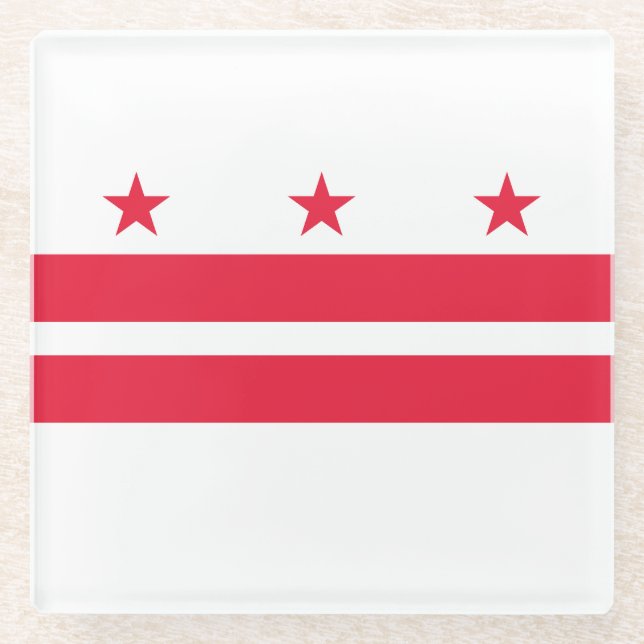 Washington DC State Flag Glass Coaster (Front)