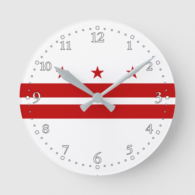 Washington DC State Flag Round Clock (Front)