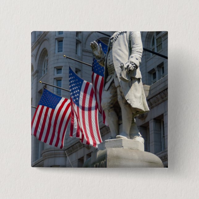 Washington, DC, statue of Benjamin Franklin 15 Cm Square Badge (Front)