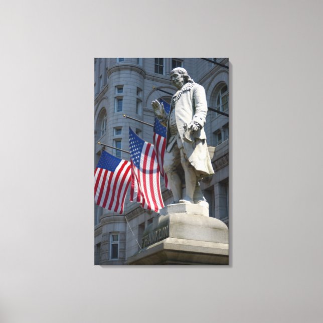 Washington, DC, statue of Benjamin Franklin Canvas Print (Front)