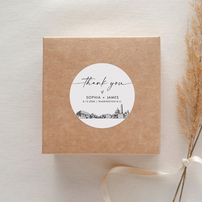 Washington DC Thank You Favour 3" (sheet of 6) Classic Round Sticker (Creator Uploaded)