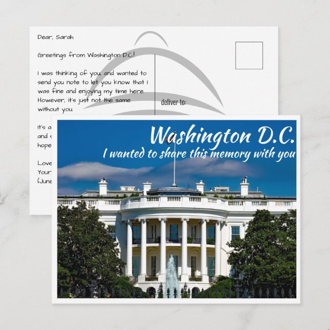 Washington DC The White House Postcard (Front/Back)