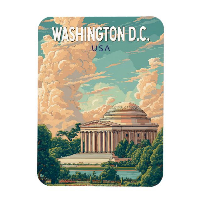 Washington DC Thomas Jefferson Memorial Travel Art Magnet (Vertical)