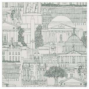 Washington DC toile balsam strong white Fabric