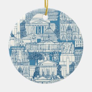 Washington DC toile blue Ceramic Tree Decoration
