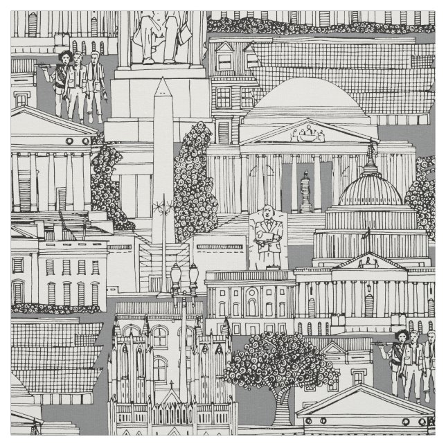 Washington DC toile grey Fabric (Swatch)