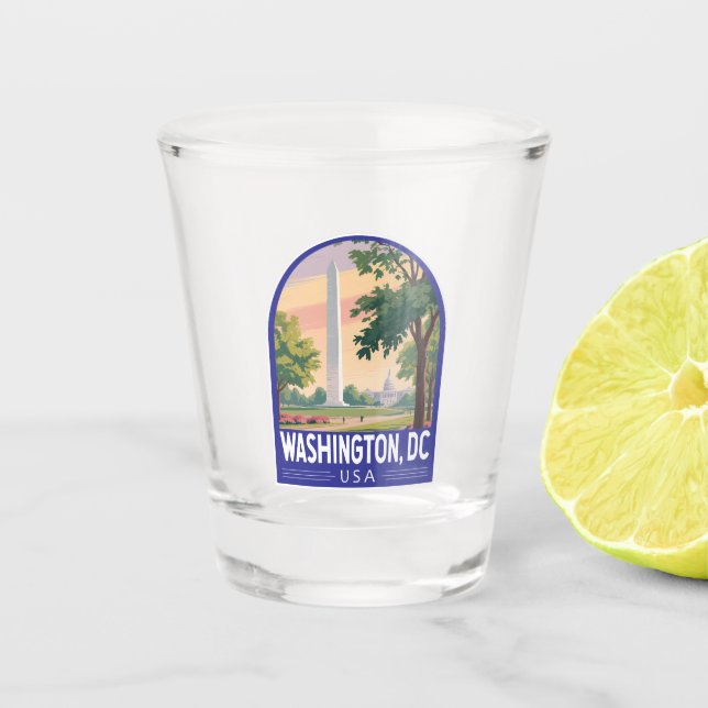 Washington DC Travel Art Emblem Shot Glass (Front)