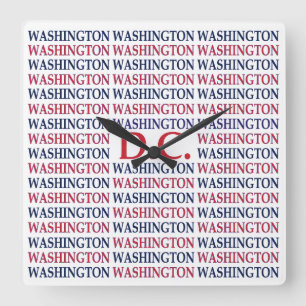 Washington DC Typography Square Wall Clock