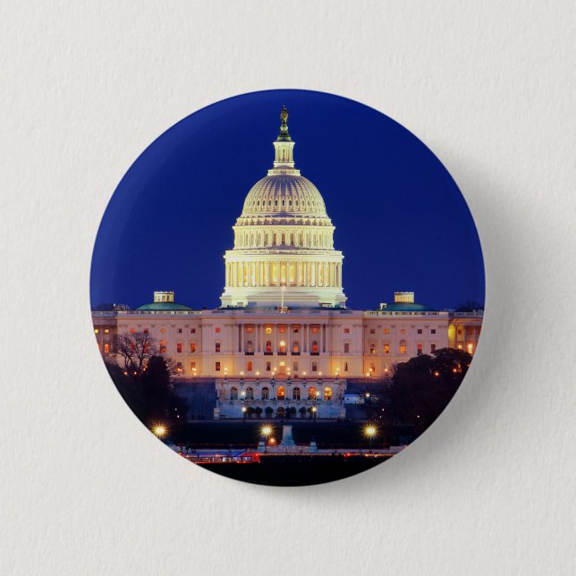 Washington DC United States Capitol at Dusk 6 Cm Round Badge (Front)