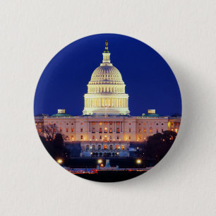 Washington DC United States Capitol at Dusk 6 Cm Round Badge