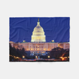 Washington DC United States Capitol at Dusk Fleece Blanket