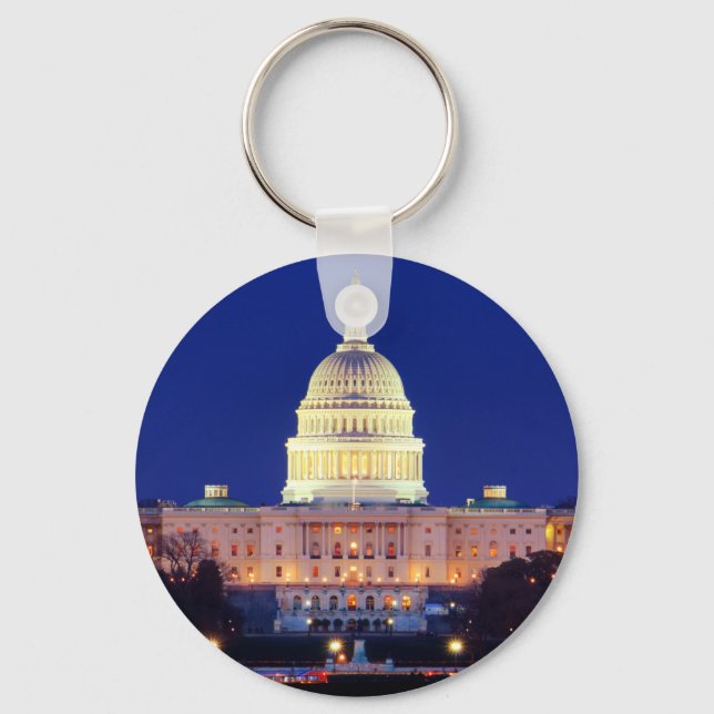 Washington DC United States Capitol at Dusk Key Ring (Front)
