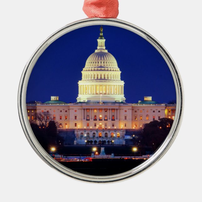 Washington DC United States Capitol at Dusk Metal Tree Decoration (Front)