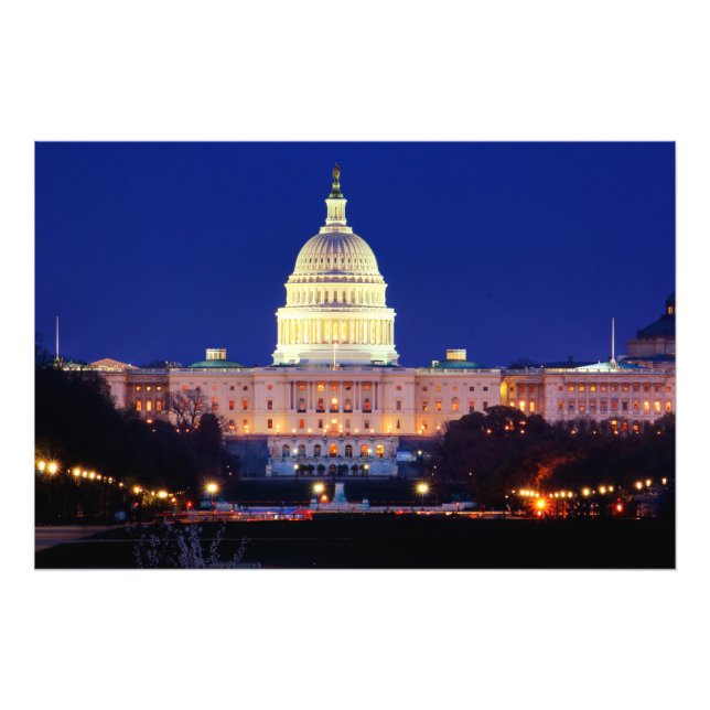 Washington DC United States Capitol at Dusk Photo Print (Front)
