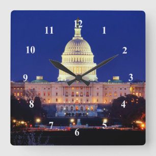 Washington DC United States Capitol at Dusk Square Wall Clock
