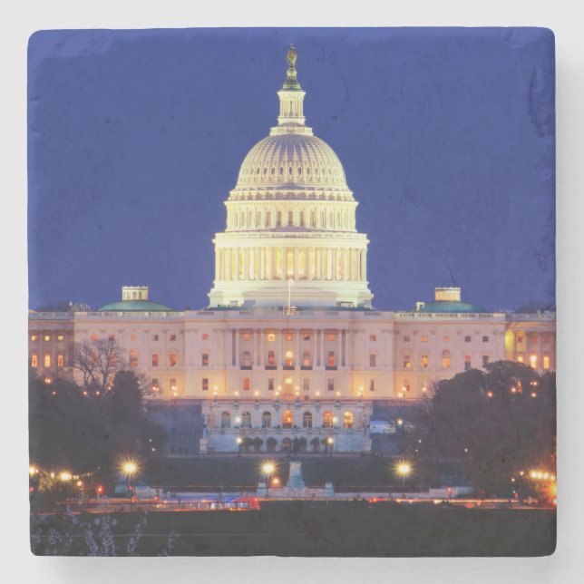 Washington DC United States Capitol at Dusk Stone Coaster (Front)