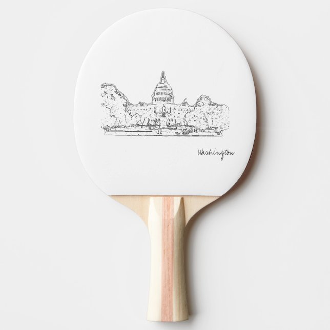 Washington DC USA Capitol Sketch Ping Pong Paddle (Front)