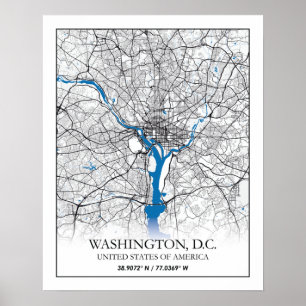 Washington DC USA Travel City Map Poster