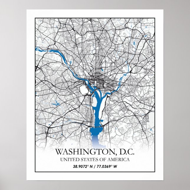 Washington DC USA Travel City Map Poster (Front)