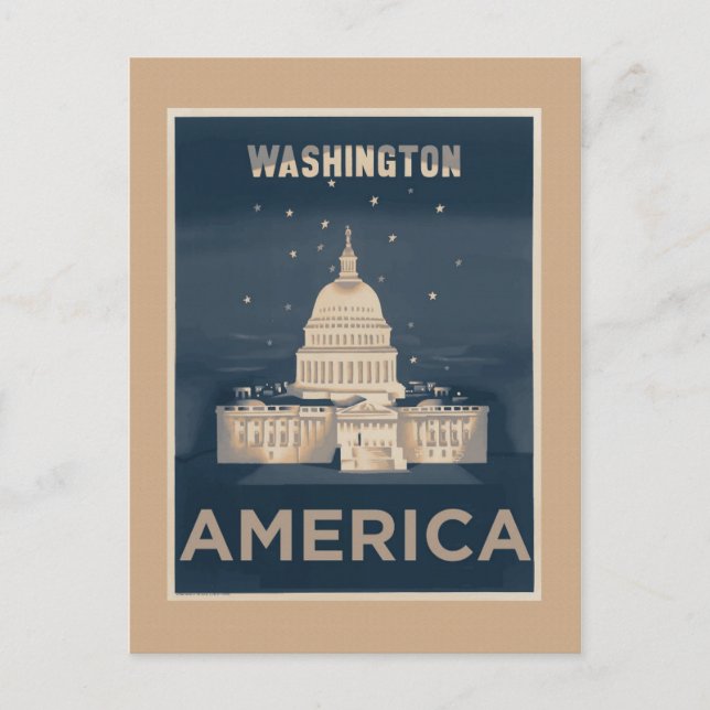 Washington DC Vintage Travel  Poster Postcard (Front)