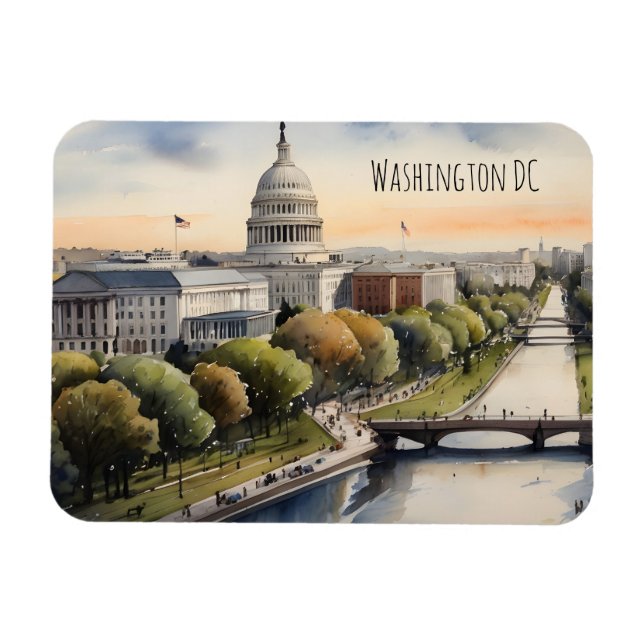 Washington DC watercolor art Magnet (Horizontal)
