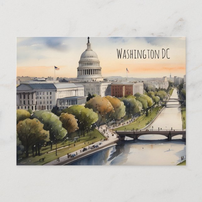 Washington DC watercolor art Postcard (Front)