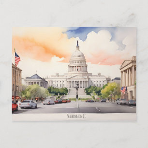 Washington DC watercolor art Postcard