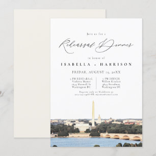 WASHINGTON DC Watercolor Skyline Rehearsal Dinner Invitation
