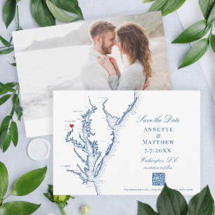 Washington DC Wedding Elegant Navy QR code Save The Date