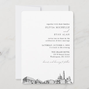 Washington DC Wedding Elegant Skyline Invitation