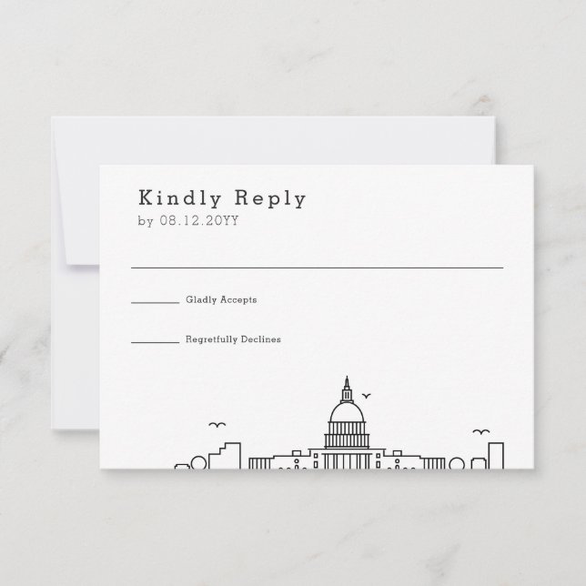 Washington DC Wedding | Stylised Skyline RSVP Card (Front)