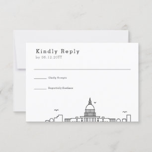 Washington DC Wedding   Stylised Skyline RSVP Card