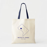 Washington DC Wedding Welcome Bag Map Tote, Navy