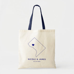 Washington DC Wedding Welcome Bag Map Tote, Navy