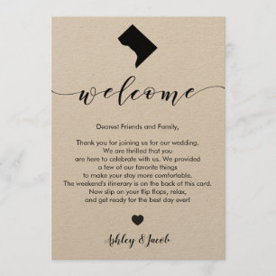 Washington DC Wedding Welcome Letter & Itinerary Programme