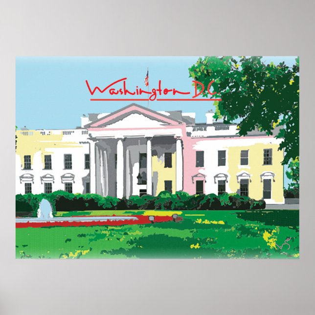 Washington DC - White House digital painting Poster (Front)