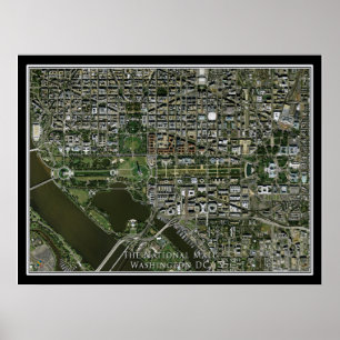 Washington DC's National Mall From Space Satellite Poster
