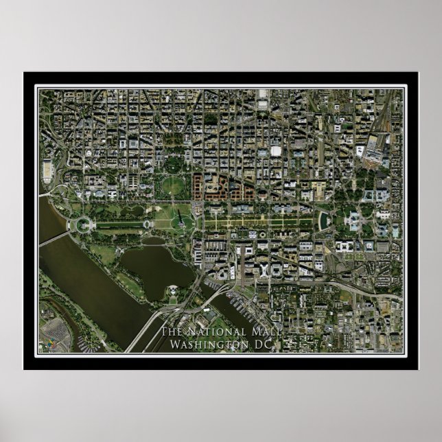 Washington DC's National Mall From Space Satellite Poster (Front)