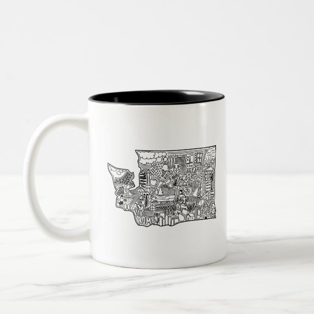 Washington Doodle Two-Tone Coffee Mug (Left)